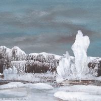 Schneebäume (Decalcomanie) 28 x 26 cm